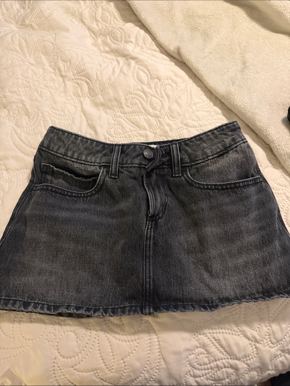 Hollister Washed Black Denim Mini Skirt